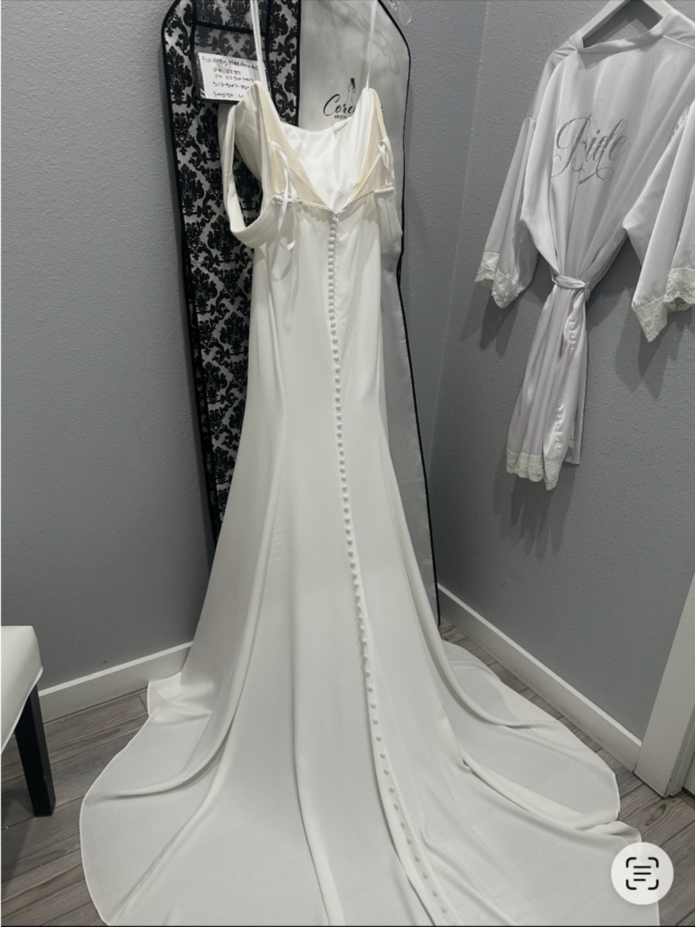 Lela Rose Ivory Off-the-Shoulder Satin Wedding Gown - Picture 3 of 3